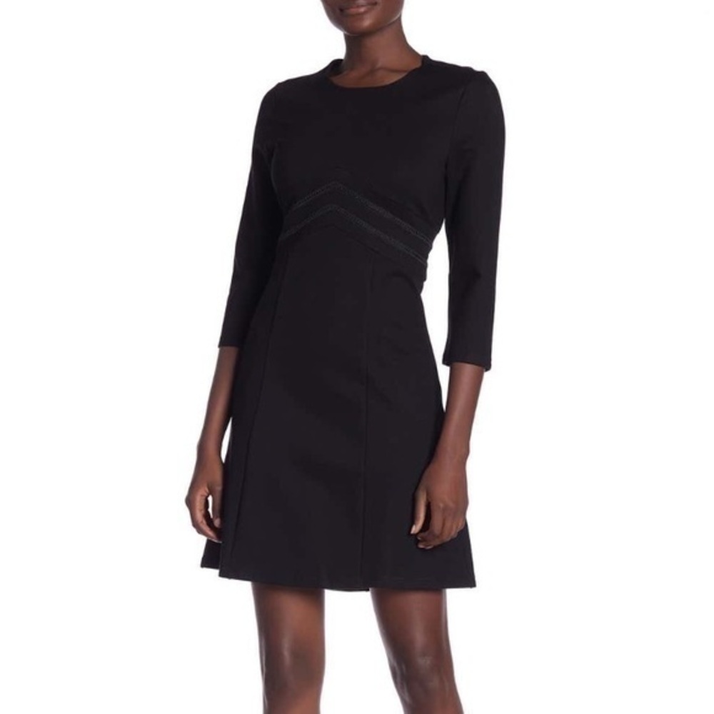 NWT Crimson in Grace Black Knit 3/4 Sleeve Dress